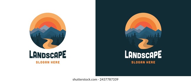 modern landscape logo with mountain logo design