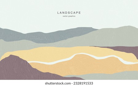 Modern landscape in a minimalist style. Contemporary aesthetic poster. Vector poster