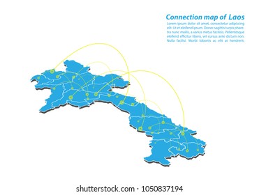 Modern of laos Map connections network design, Best Internet Concept of laos map business from concepts series, map point and line composition. Infographic map. Vector Illustration.