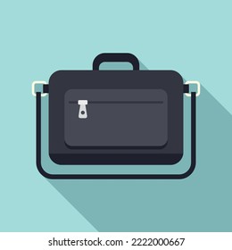 Modern Laptop Bag Icon Flat Vector. Backpack Case. Strap Bag