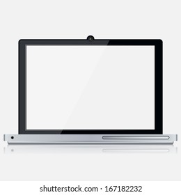 Modern laptop with blank display vector illustration