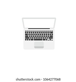 Modern laptop with blank screen.