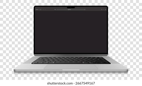 Modernes Notebook mit Blank-Screen-Frontansicht, Vektorgrafik