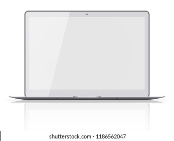 Modern laptop with blank screen isolated on white background. Vector illustration.  