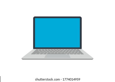 Ordenador portátil moderno con pantalla en blanco. Ilustración vectorial.