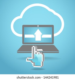 Abstrakte Illustration moderner Notebooks und Cloud-Technologien
