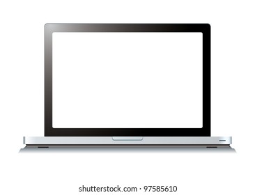 Modern laptop computer with blank white screen