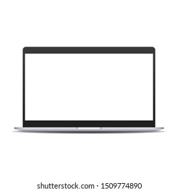 Modern laptop computer display mockup. Laptop computer with blank screen. Computer notebook vector isolate on white background.