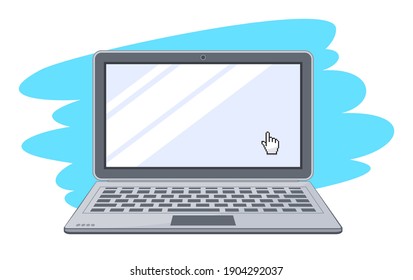 Modern laptop computer isolated mockup. Vector notebook template for a content  on transparent background