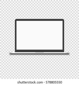 Modern laptop computer isolated on transparent background. Vector mockup. Vector realistic illustration.