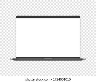 Modern laptop computer mockup. Laptop computer mockup with transparent screen. Mockup isolated on transparent background.