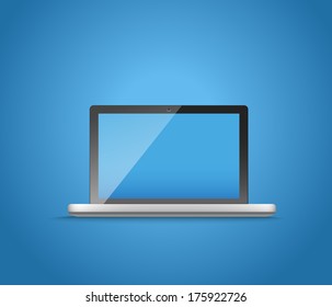 Computadora portátil moderna en azul
