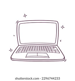 modern laptop computer. technology concept. Hand drawn icon. Hand Drawn Vector Illustration