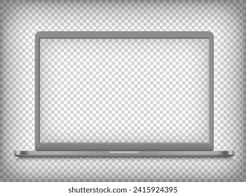 Ordenador portátil moderno con pantalla transparente. 3.ª burla vectorial para su contenido