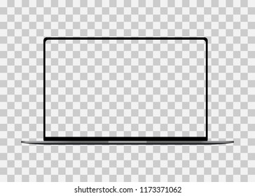 Modern laptop computer vector mockup isolated on transparent background
