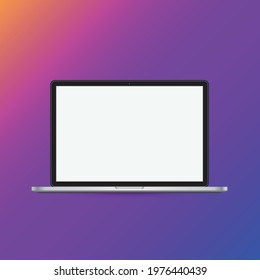 Modern laptop computer vector mockup isolated on background.