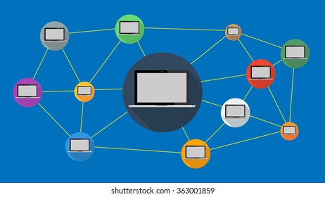 Modern laptop - digital Network concept