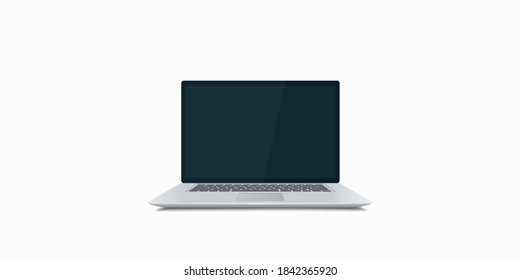 Modern laptop with empty screen over white background