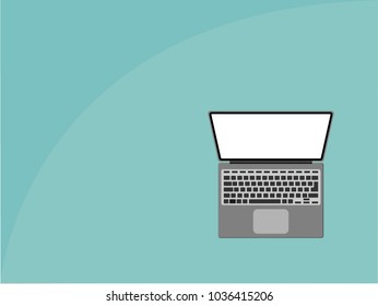 Modern laptop flat design technology on pastel green color table