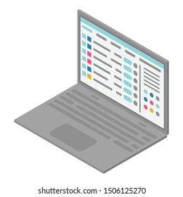 Modern laptop icon. Isometric of modern laptop vector icon for web design isolated on white background
