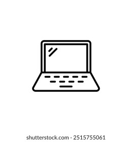 Ícone de notebook moderno para tecnologia e comunicação - ilustração detalhada do desenho de linha de um computador portátil para trabalho remoto, ensino on-line, rede digital e estilo de vida com conhecimento tecnológico