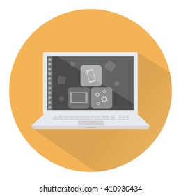 Modern laptop icon , vector illustration, flat design