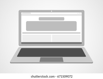 Modern Laptop with Internet Browser Open Vector Isolated