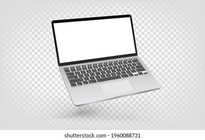 Modern laptop isolated on transparent background. Levitation effect
