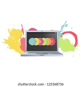 Modern laptop Isolated. Vector illustration.