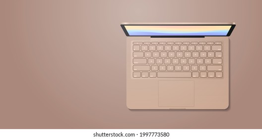 modern laptop with keyboard and colored screen realistic mockup gadgets and devices concept