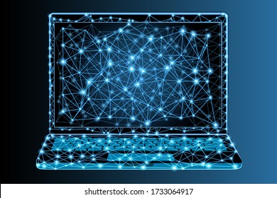 Modern laptop in low poly style - vector illustration