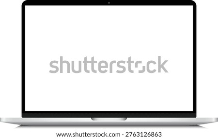 Modern Laptop Mockup with Blank No Screen Front View Isolated on Transparent Background