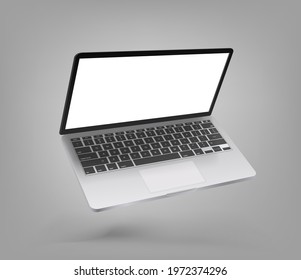 Moderno simulación de laptop con pantalla en blanco. Efecto de evitación
