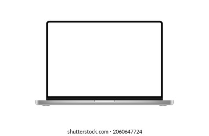 Modern Laptop Mockup with Blank Screen, Front View, Isolated on White Background. Vector Illustration