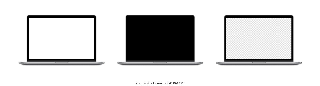 Modern Laptop Mockup with Blank Screens Vector Realistic Set