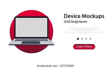 Modern laptop mockup - front view. Laptop mockup banner. Business concept. Mockup devices.Laptop blank screen, template for presentation UI design interface. Vector illustration