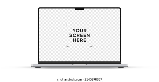 Modern laptop mockup front view, isolated on white background. Notebook mockup for ui ux app and website presentation Stock Vector illustration.