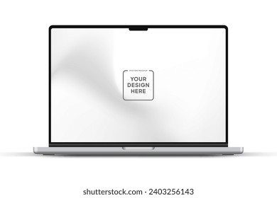 Modern laptop mockup front view on white background. Notebook mockup device mockup for ui ux app and website presentation Stock Vector.