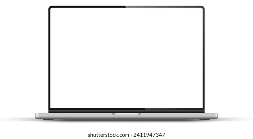 Modern laptop mockup front view on white background. Notebook mockup device mockup for ui ux app and website presentation Stock Vector.