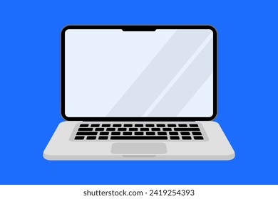 Modern laptop mockup front view. Computer screen. Laptop computer with empty screen. Laptop, notebook. Computer blank screen display mockup. Vector illustration