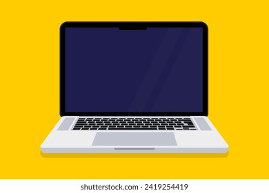 Modern laptop mockup front view. Computer screen. Laptop computer with empty screen. Laptop, notebook. Computer blank screen display mockup. Vector illustration