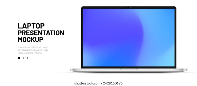 Modern laptop mockup front view on white background. Notebook mockup device mockup for ui ux app and website presentation Stock Vector.