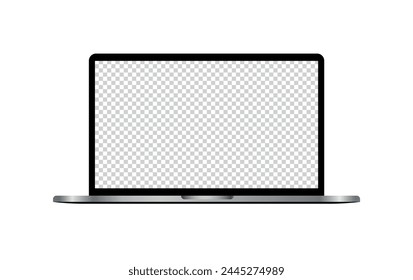 Modern laptop mockup front view, isolated on white background. Vector illustration