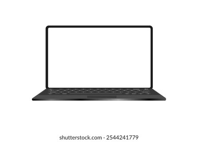 Modern laptop mockup, front view and smartphone mockup, high quality, isolated on white background. Editable vector notebook and phone device mockup.