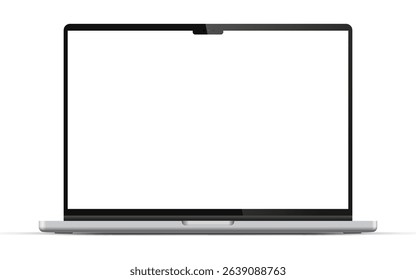 Modern laptop mockup front view, isolated on white background. Notebook mockup for ui ux app and website presentation Stock Vector illustration.