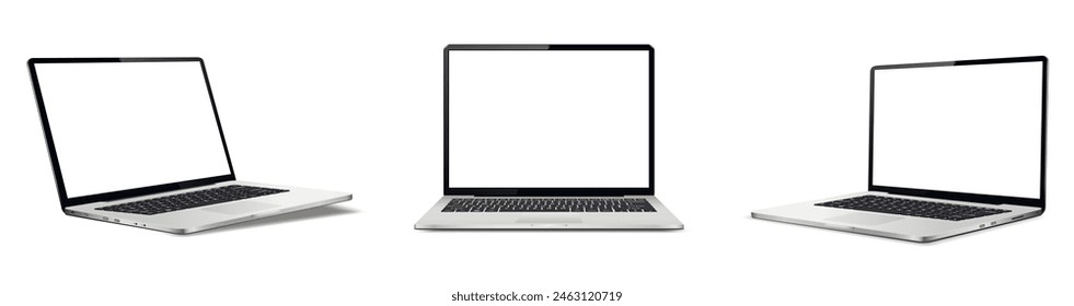 Modern laptop mockup, isolated on white background. Vector illustration