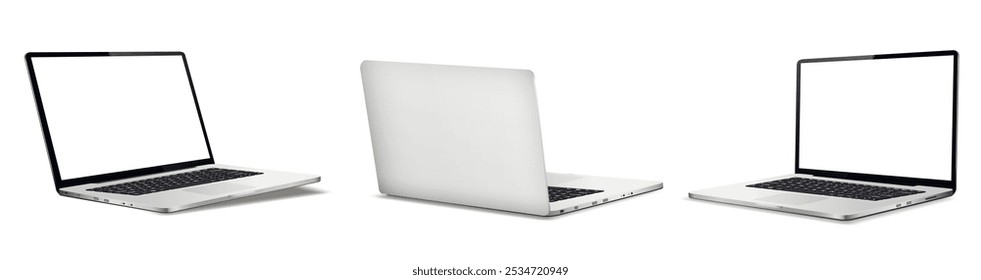 Modern laptop mockup, isolated on white background. Vector illustration