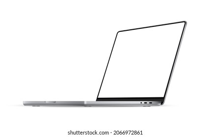 Modern Laptop Mockup Side View, Isolated on White Background. Vector Illustration