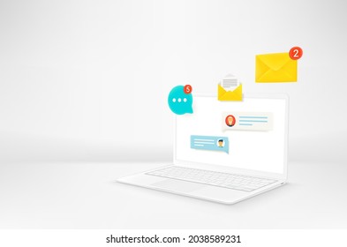 Modern laptop with notifications of messengers