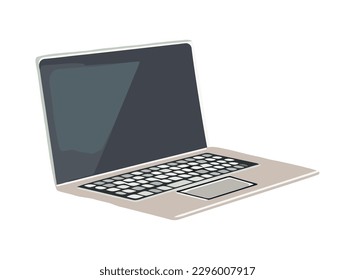 Computadora portátil moderna en blanco, tecnología inalámbrica aislada